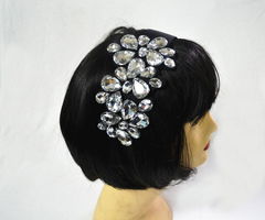 包郵熱賣新款水鉆頭箍 韓版高檔水晶玻璃寬邊發(fā)箍，引領(lǐng)歐美手工發(fā)飾風尚